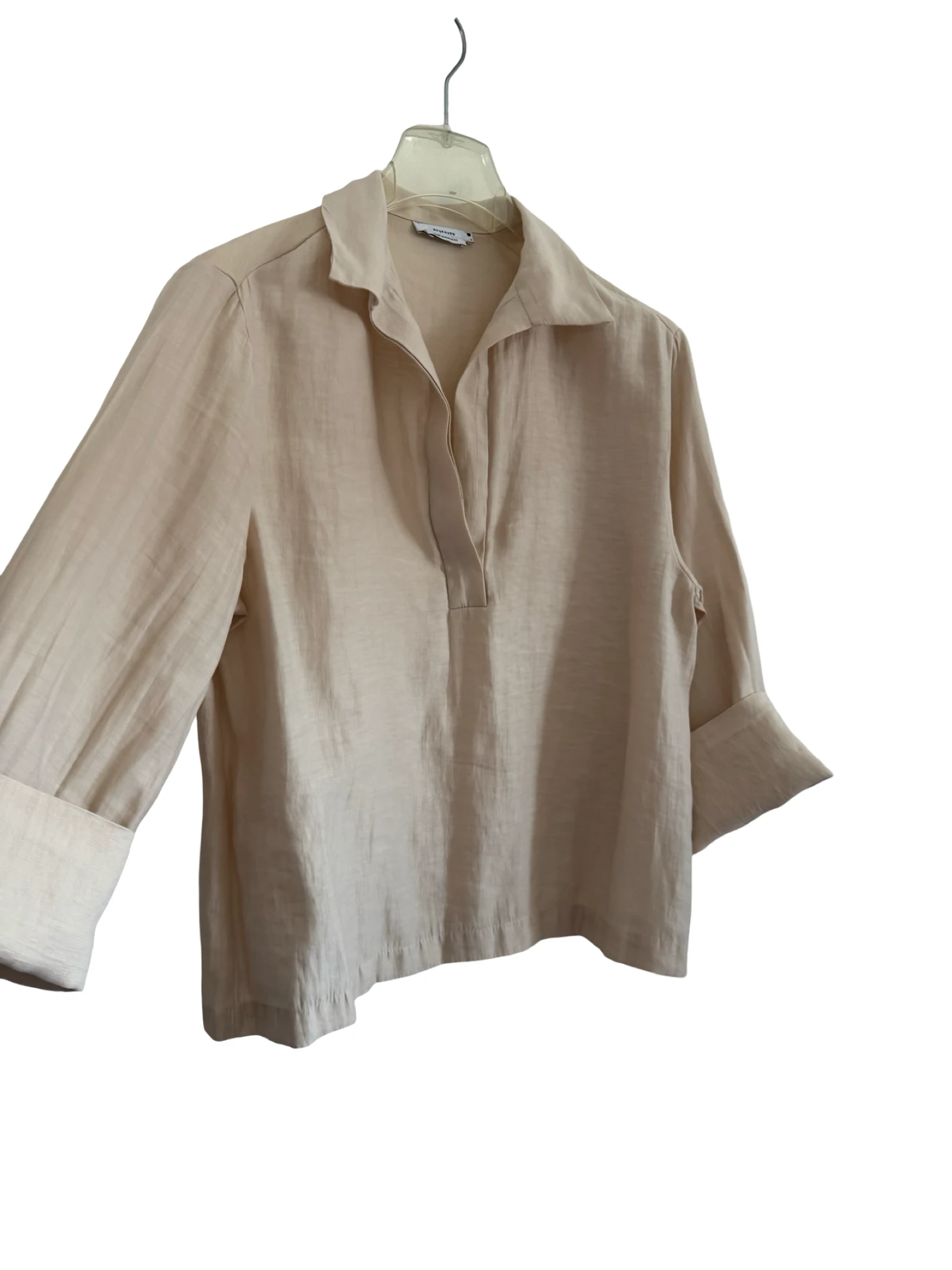 Blusa de mezcla de lino beige de Reserved, talla S, holgada – photo 5